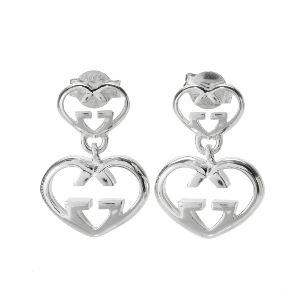 gucci silver heart drop earrings
