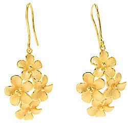 Lambert Cheng 24K Gold Electroform 1.75" Floral Bouquet Drop Earrings