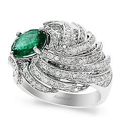 EFFY "Brasilica" 14K White Gold 2.30ctw Emerald & Diamond Layered Ring