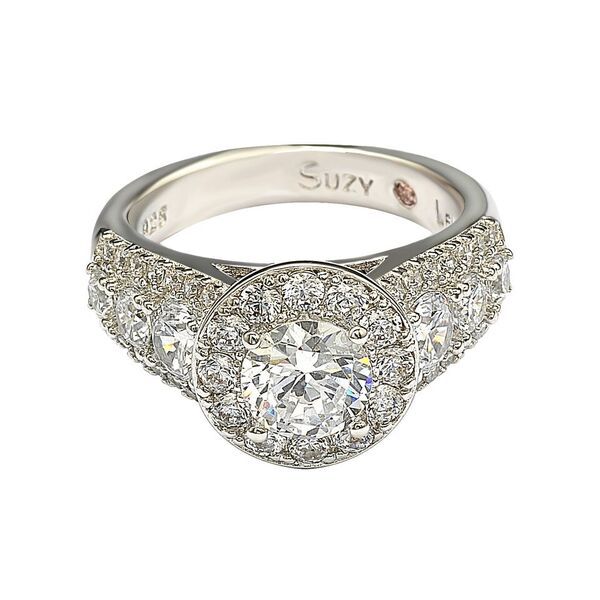 New Suzy Levian New York Sterling Silver 2.88 on sale DEW Simulated Diamond ring