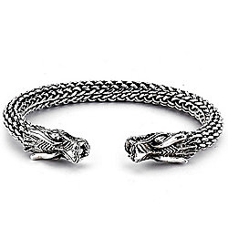 Artisan Silver by Samuel B. Men's 6.5" Dragon & Woven Design Cuff Bracelet, 44 grams