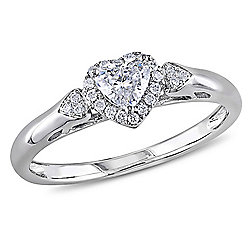 Julianna B 14K White Gold 0.41ctw Round & Heart Shaped Diamond Halo Engagement Ring