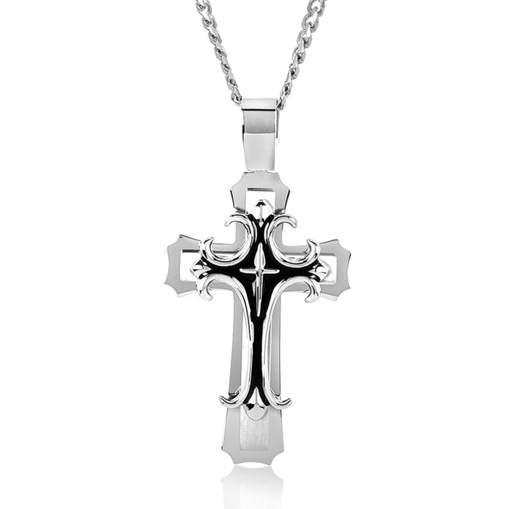 Men Cross Pendant Stainless Steel Link Chain Necklace Statement Jewelry PopBLUS