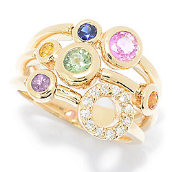 Sonia Bitton Galerie de Bijoux® 14K Gold 1.21ctw Multi Sapphire & Diamond Flex Ring