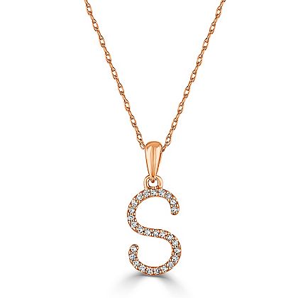 174-092 Sabrina Designs 14K Gold Diamond Initial Pendant w 16 Cable Chain