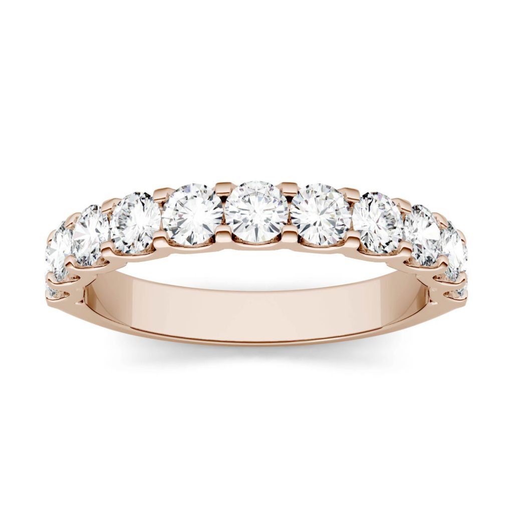 Moissanite By Charles Colvard 14k Rose Gold 1 10 Dew Semi Eternity Band Ring Shophq
