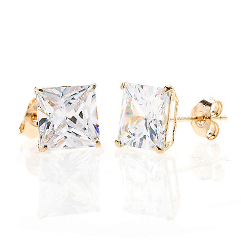 Details about   Yellow Gold Finish W/Lab Created silver Diamonds Square Men's Stud Earrings 