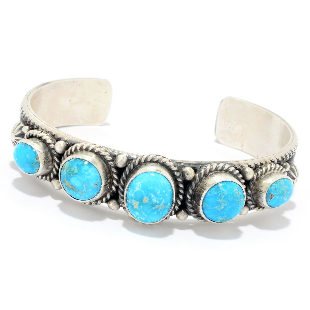 Reconstituted Turquoise Bracelet Oval 5-stone Sterling Silver Toggle Statement Adjustable Length Reconstituted Turquoise Bracelet Oval 5-stone Sterling Silver Toggle Statement Adjustable Length