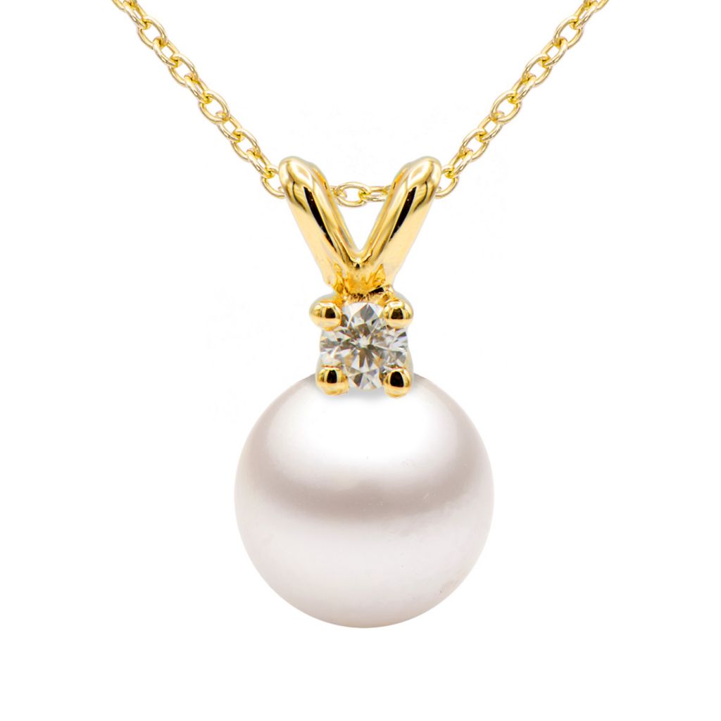 585 14k Yellow Gold, Pearl selling and Diamond Pendant on 10k 18