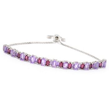 187-750 Victoria Wieck Sterling Silver Multi Shape Gem Adjustable Slide Bracelet - 187-750