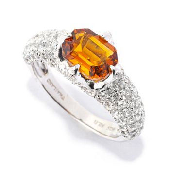 188-417 Victoria Wieck Sterling Silver Choice of Gemstone & White Zircon Pave Ring - 188-417