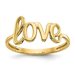 Gold Standard 14K Gold Polished Love Script Ring, 1.22 grams