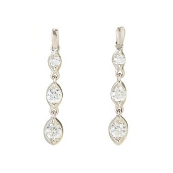 Everyday Gems of Distinction - 190-284 Gems of Distinction™ Sterling Silver 0.31ctw Diamond 3-Stone Tiered Drop Earrings - 190-284