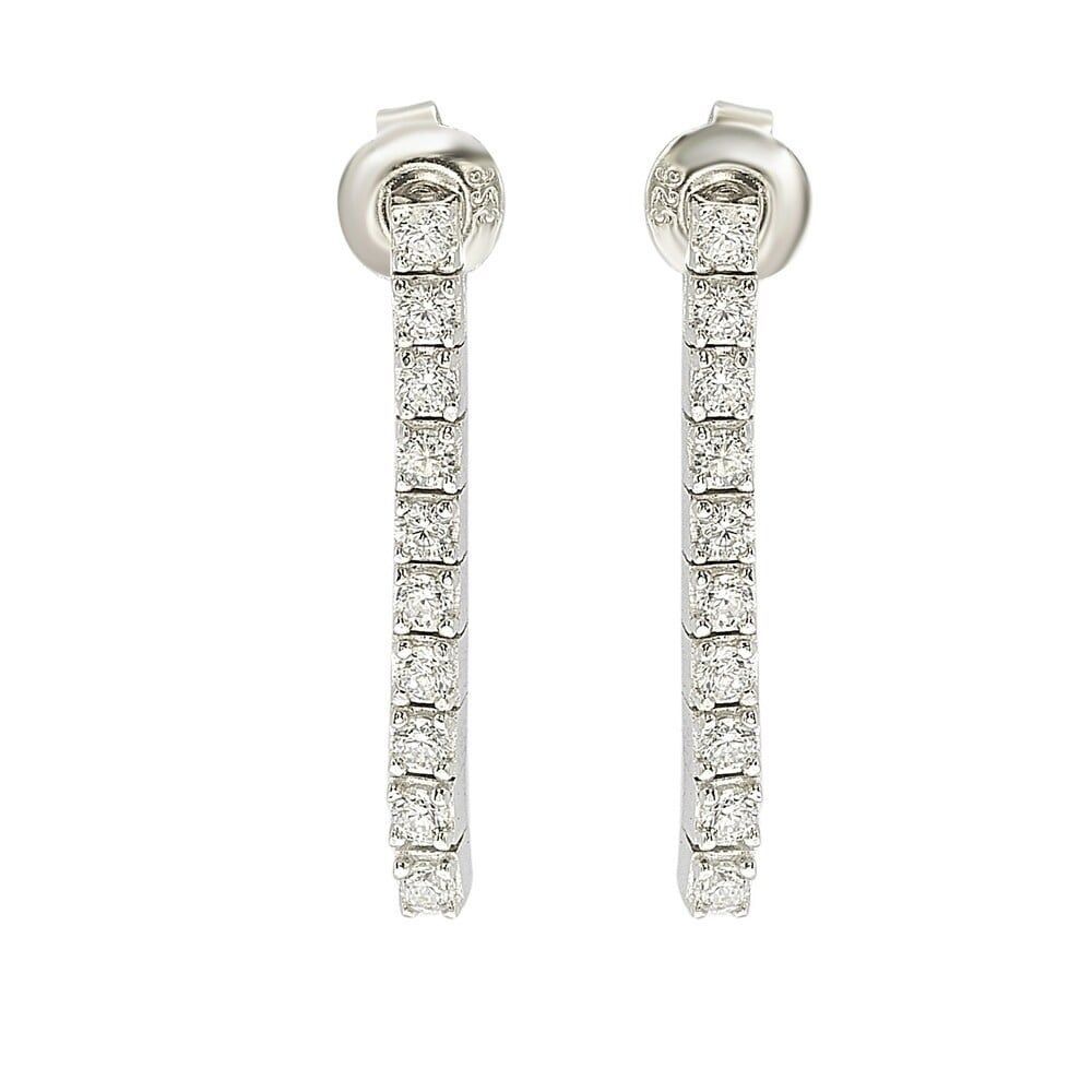 Suzy Levian Sterling Silver Round-Cut Cubic Zirconia Earring Studs