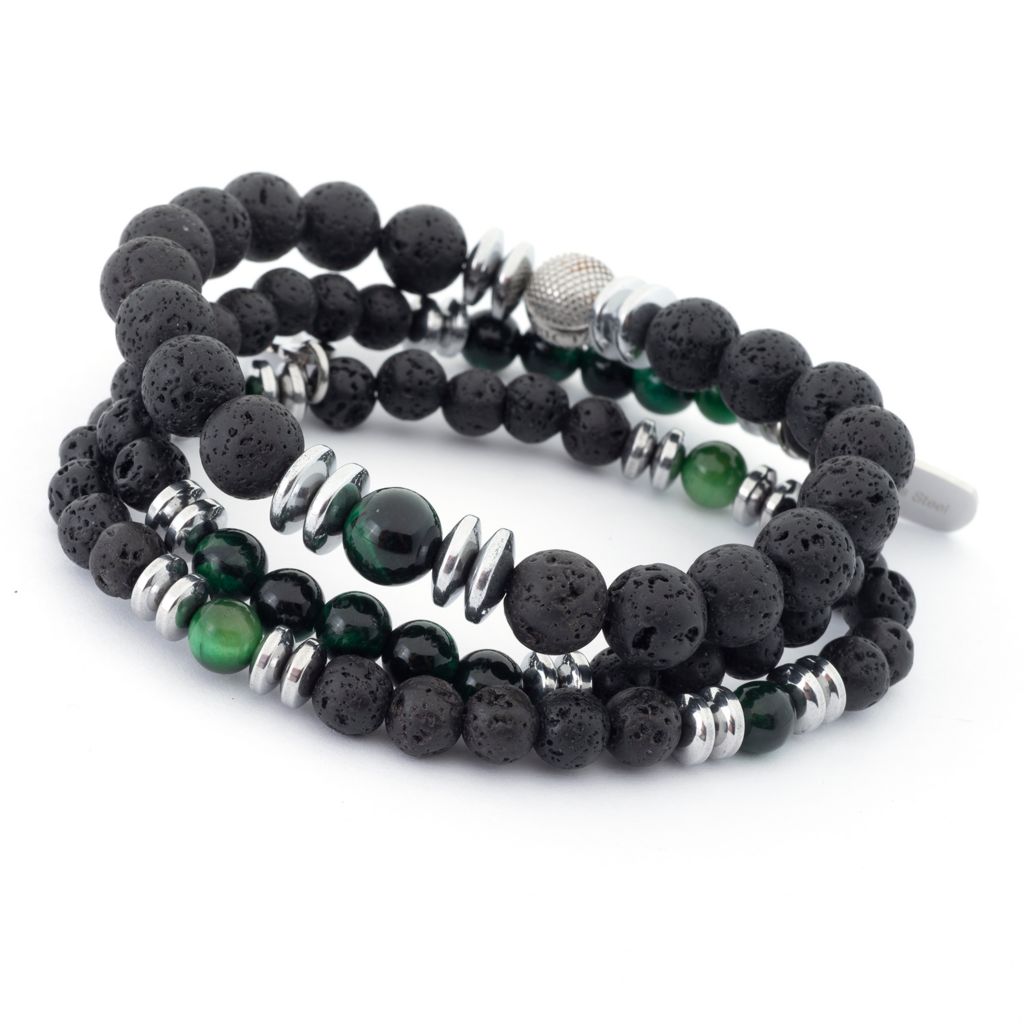 Buy Stone Bracelets with Finest Leather - Prime Black Beads