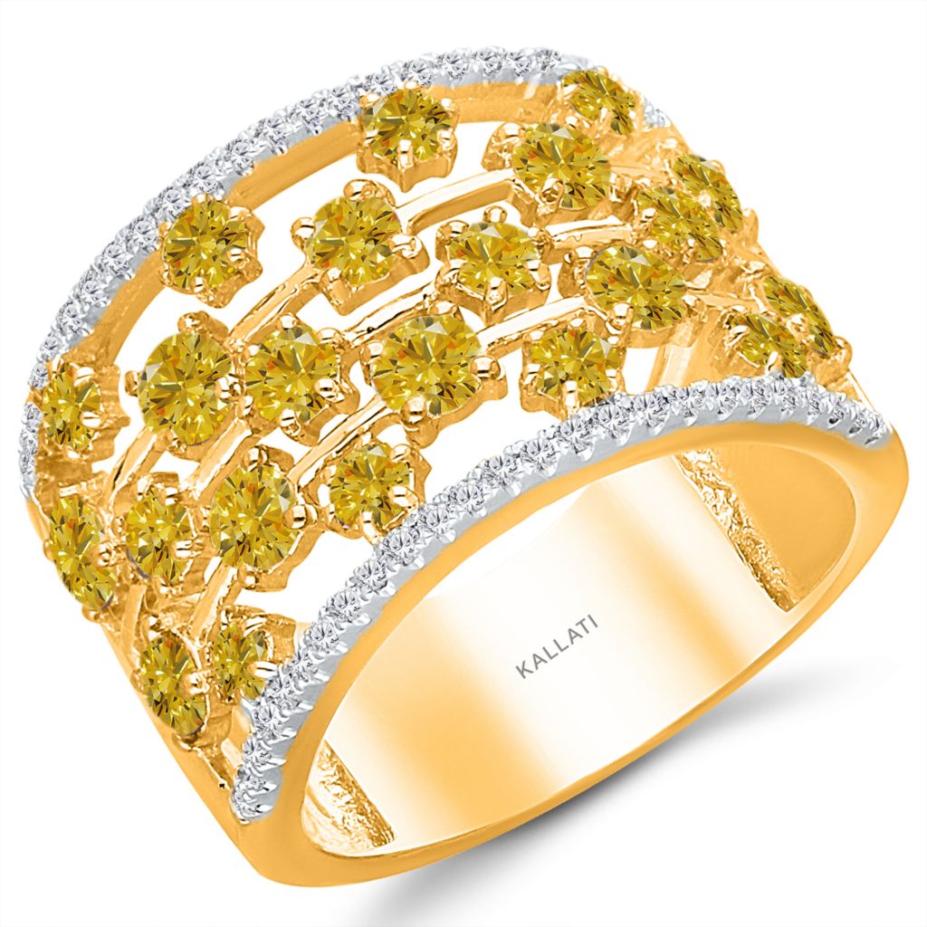 KALLATI 14K Yellow Gold Sunset 1.95ctw White Yellow Diamond Ring Size 7 ShopHQ