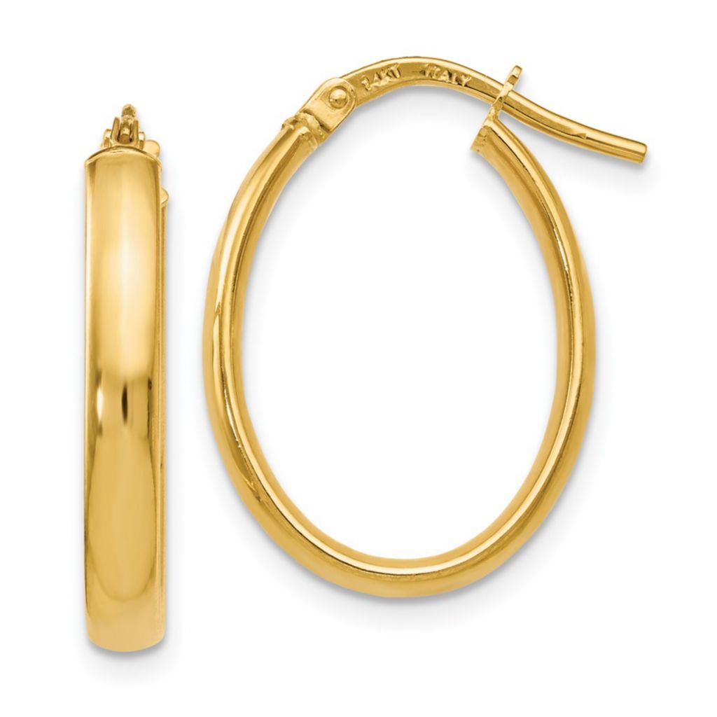 Italian 14K Gold Tubing Polished Oval Hoop Earrings - ShopHQ.com