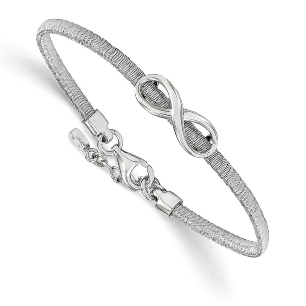 Sterling Silver Bangle With Hook Clasp 925 Classic Infinity Knot - Silverly