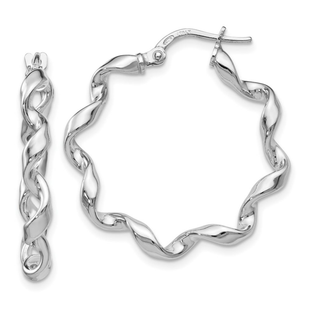 Italian Sterling Silver Semi-Solid 26mm Polished & Twisted 1
