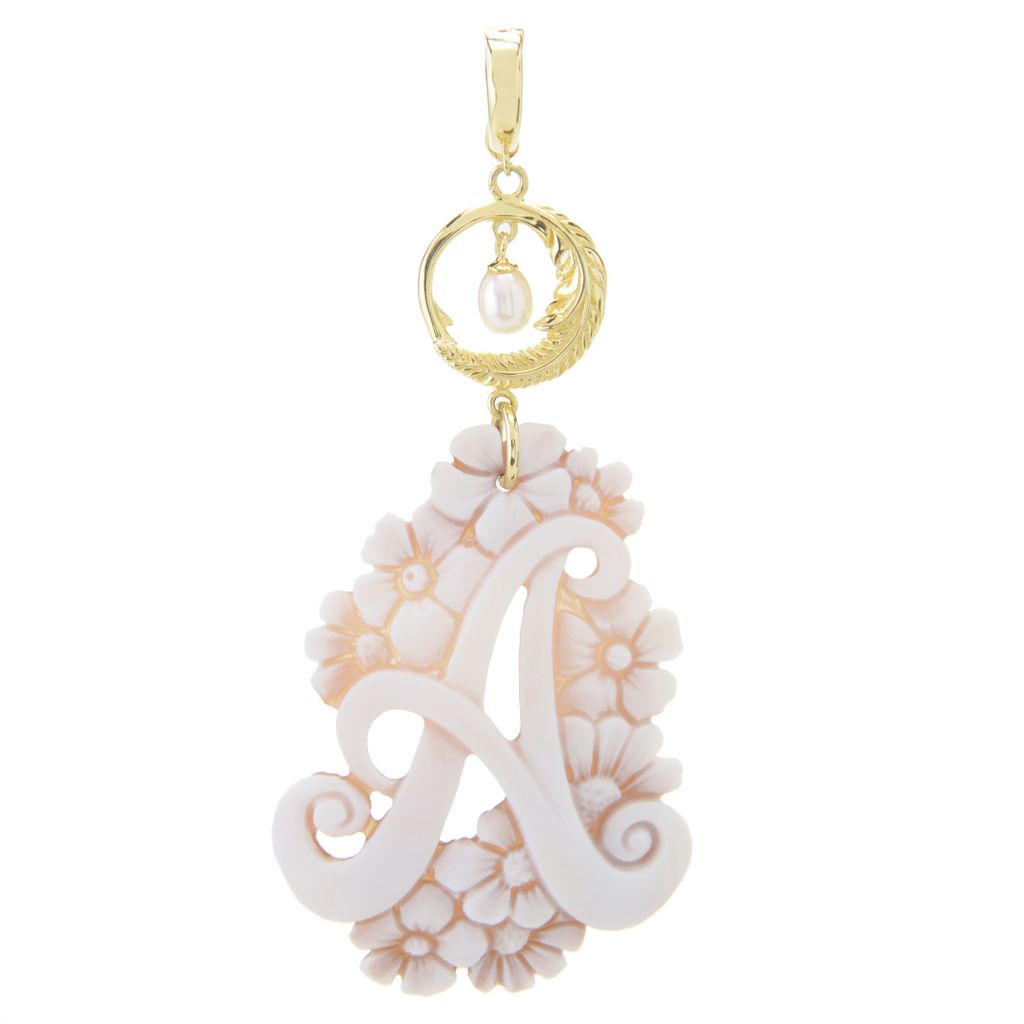 Cameo Italiano 18K Gold Plated "Romantica" Angel Choice of Initial Pendant w/ Chain on sale at shophq.com - 208-830