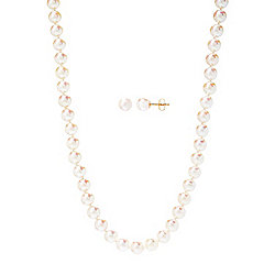 Imperial Pearl 14K Gold Akoya Pearl Strand Necklace & Stud Earrings Set