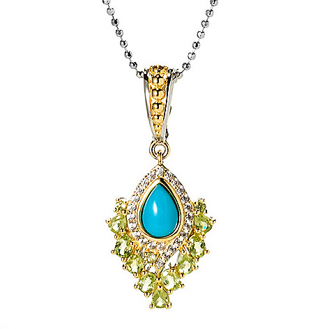 Dallas Prince, Sleeping Beauty, Turquoise, Peridot, & White Zircon, Pendant  w/ Chain on sale at shophq.com - 203-686