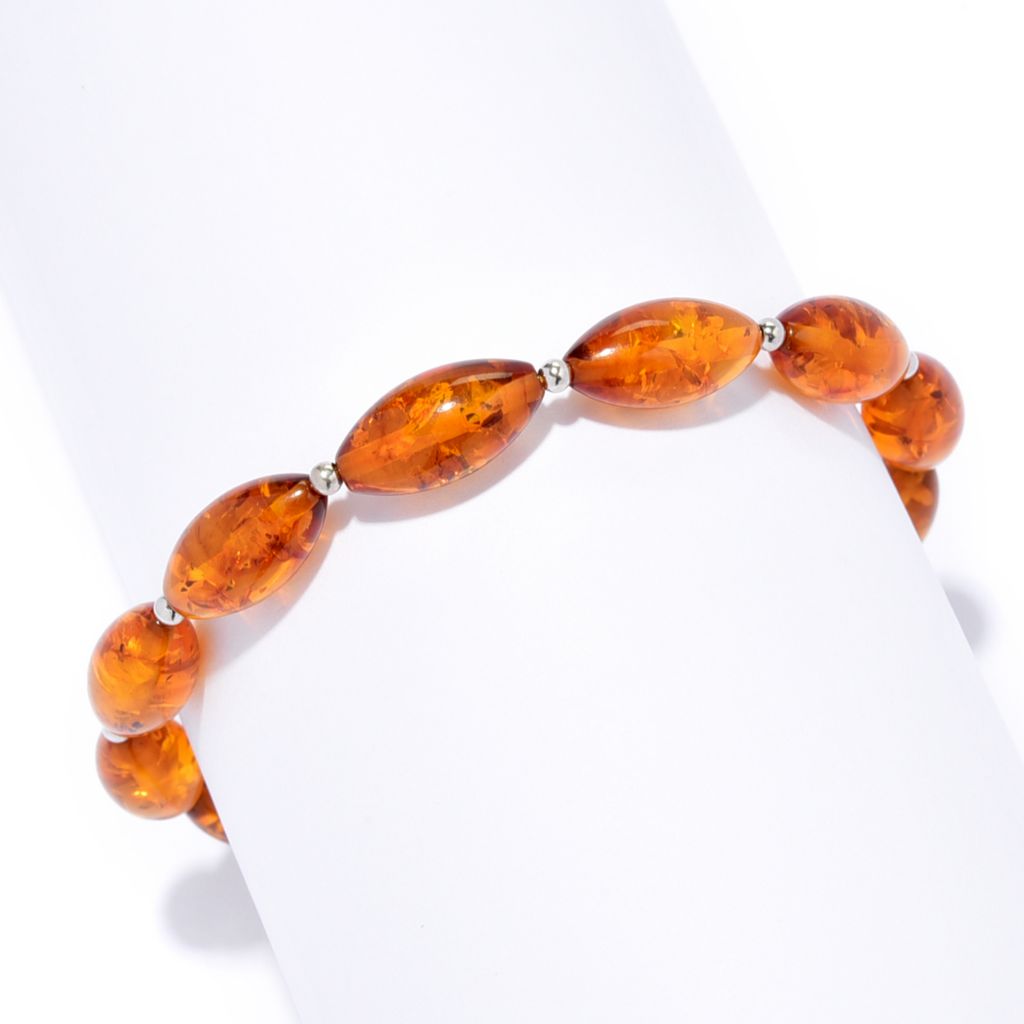 Gemporia Sterling Silver Choice of Size 14x7mm Marquise Shaped Amber  Bracelet - ShopHQ.com
