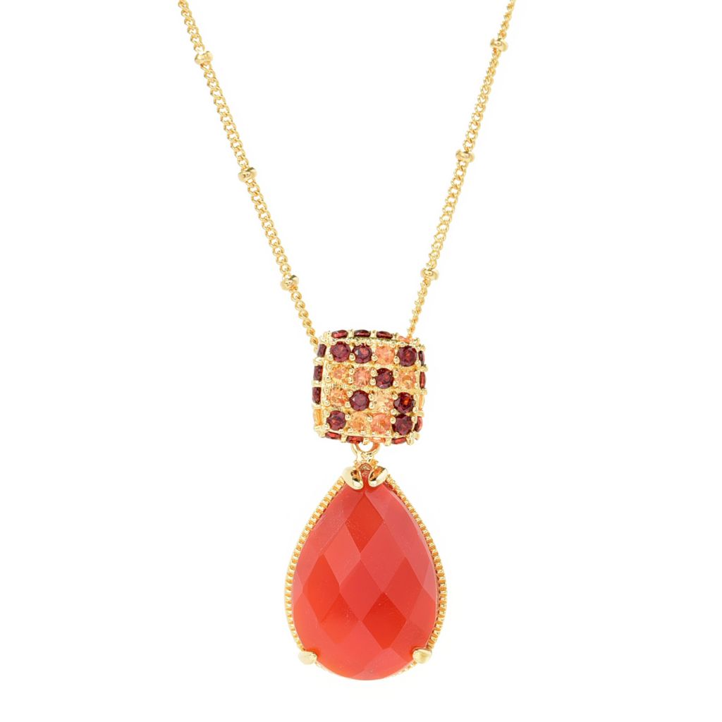 Gem Treasures® 18K Vermeil Choice of Gem Crystal Charm Beaded Necklace on sale at shophq.com - 209-963
