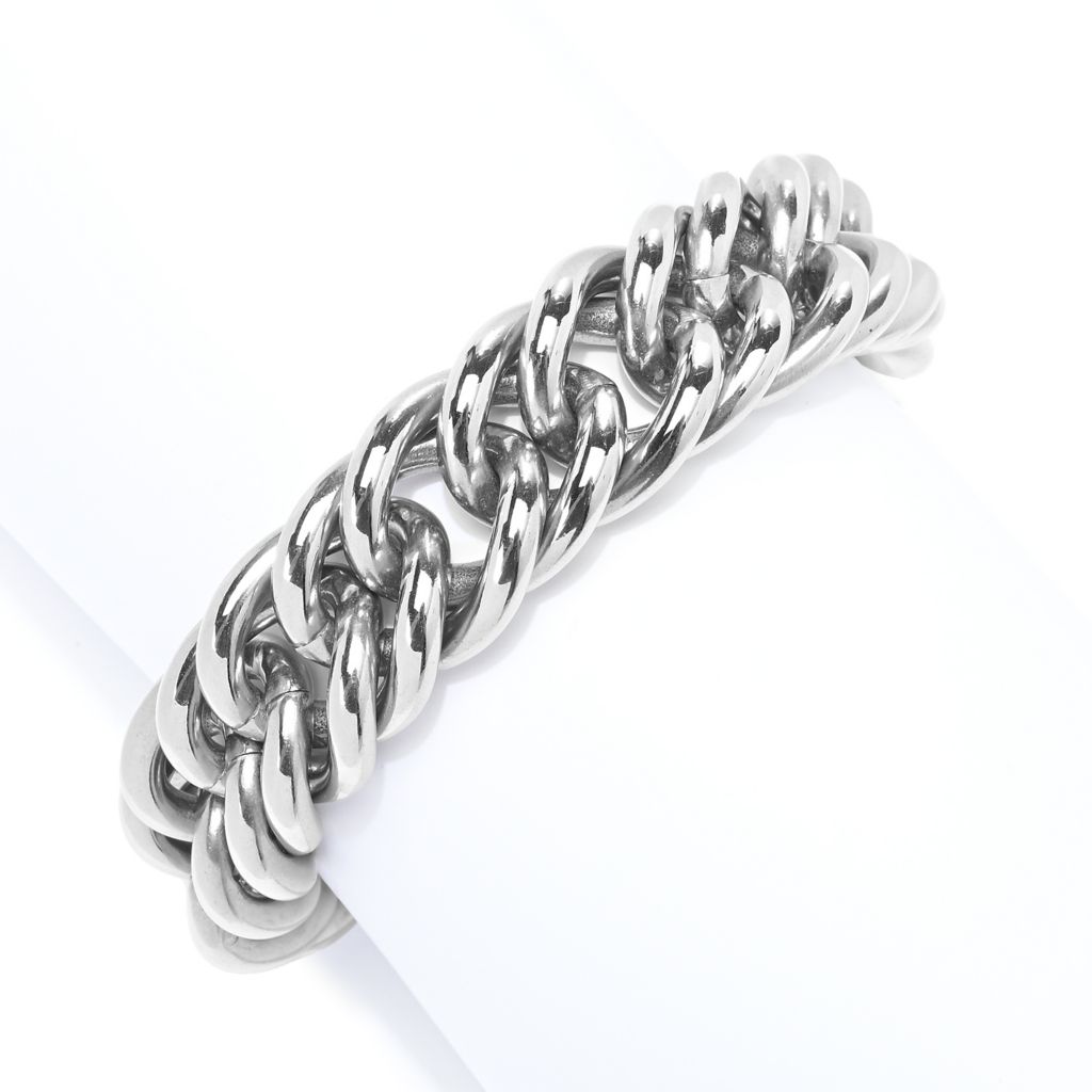 Mens stainless steel hot sale curb link bracelet