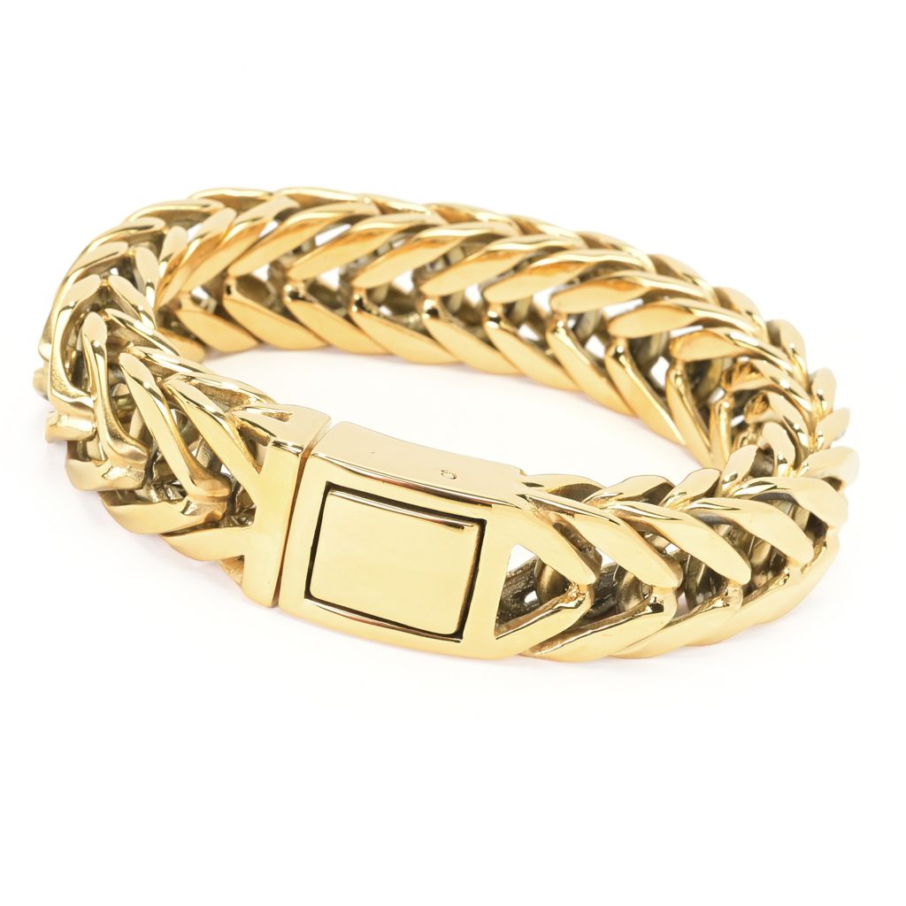 18K Gold Plated over Stainless Steel Franco Bracelet 9