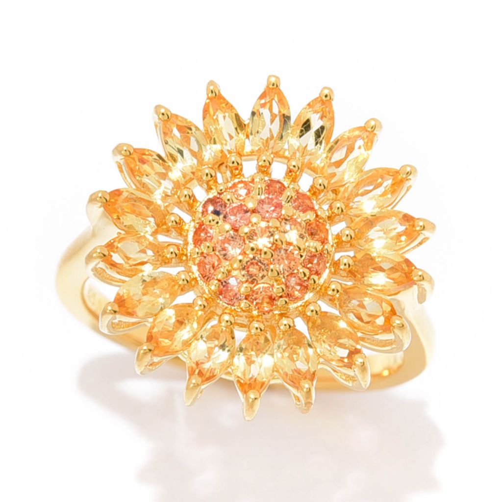 Golden Sunflower ring with yellow Citrine stone