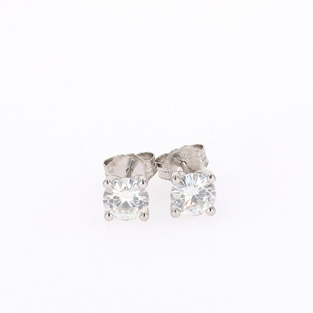 Precious 2 Carat Moissanite Stud Earrings - Soft Sterling