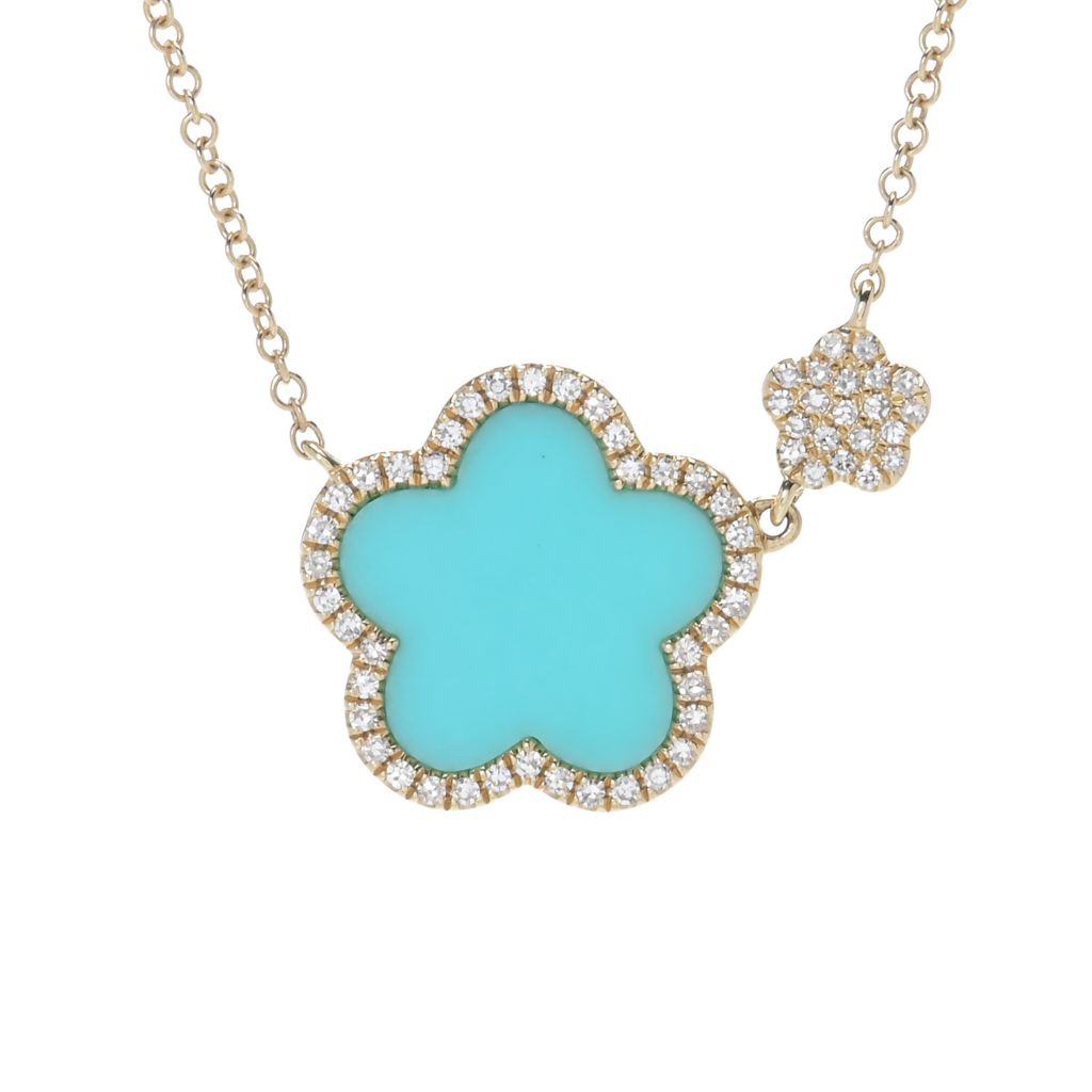 Sabrina Designs, 14K Gold, Choice of Gem, & Diamond Flower, Necklace