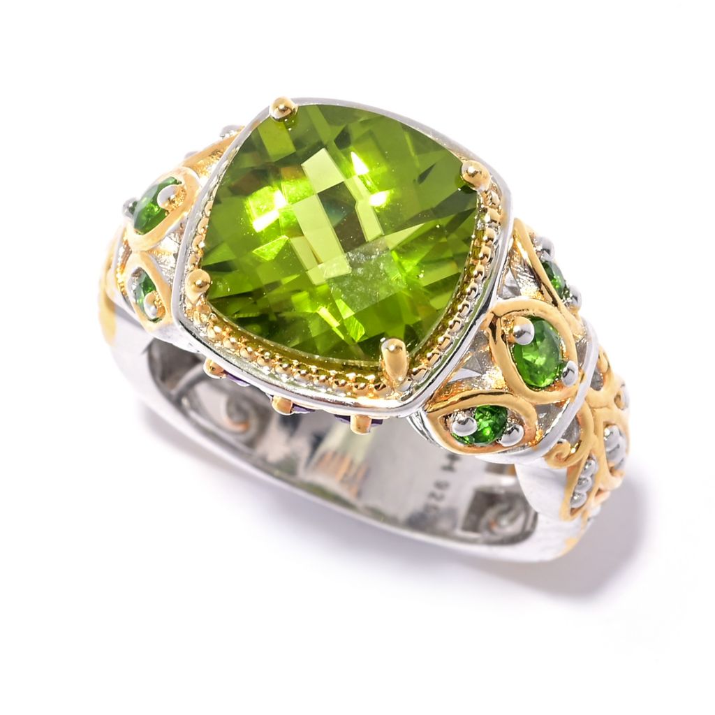 Sterling Silver Lime Quartz, Peridot & Chrome Diopside Ring