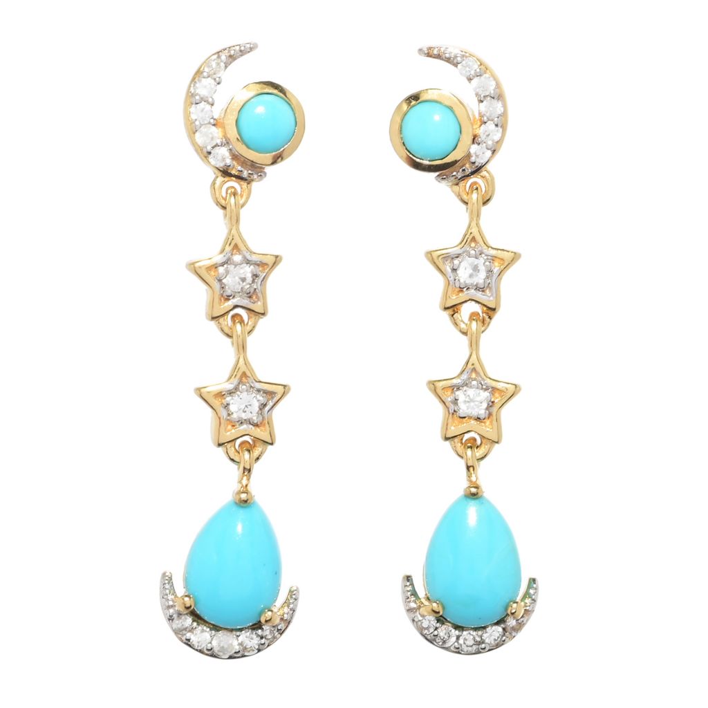 Gems en Vogue Sleeping Beauty Turquoise & Gemstone Earrings with Omega Backs