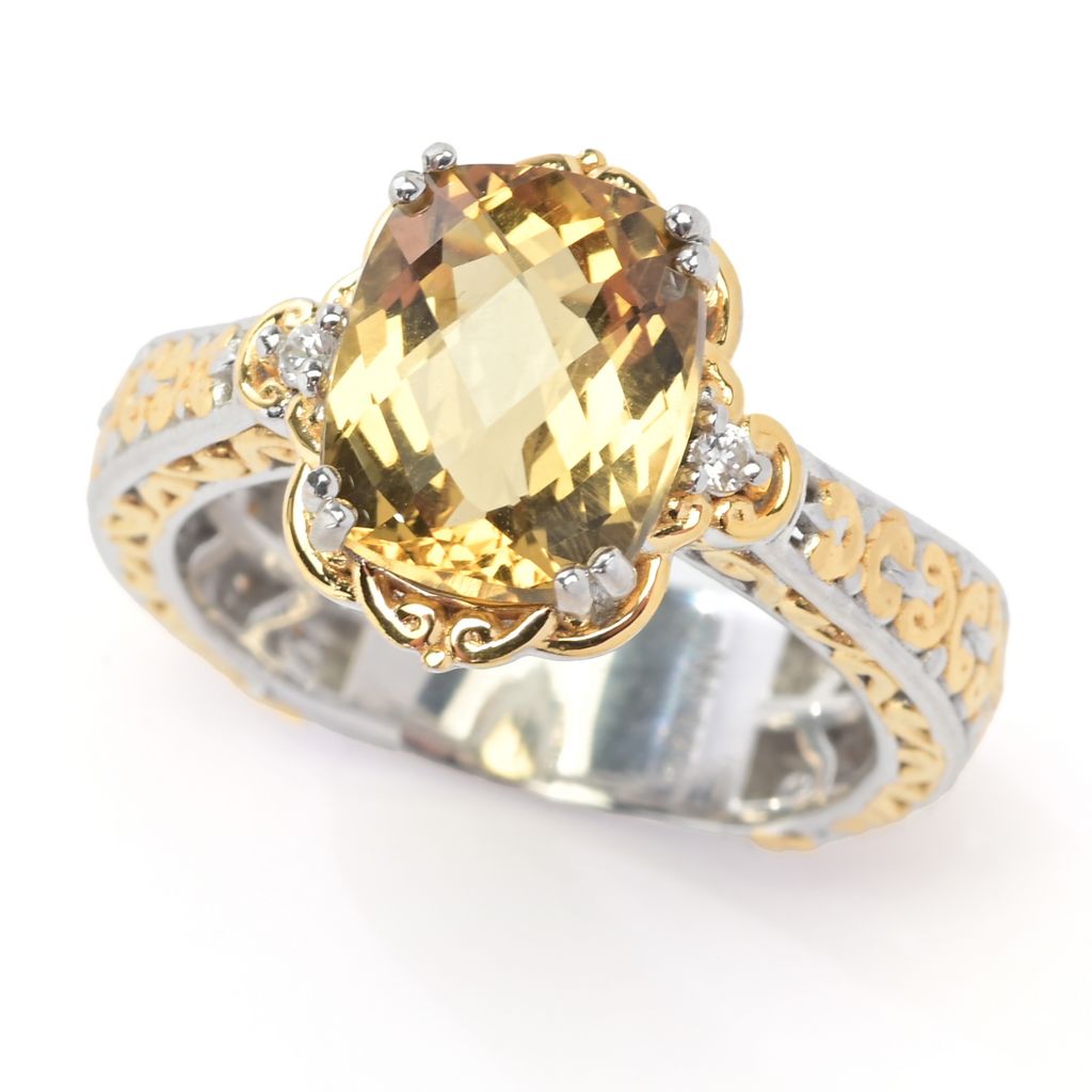 Gems en Vogue, 18K Gold Accented, 2.56ctw Canary, Citrine &, Zircon Ring