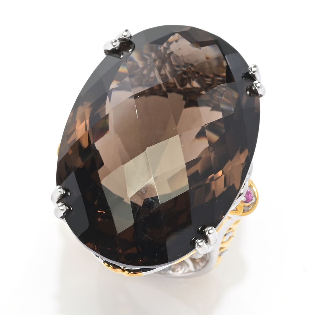 Red Ruby Corundum and Smoky Quartz Earrings 14k Gold-plated Sterling Silver Red Ruby Corundum and Smoky Quartz Earrings 14k Gold-plated Sterling Silver