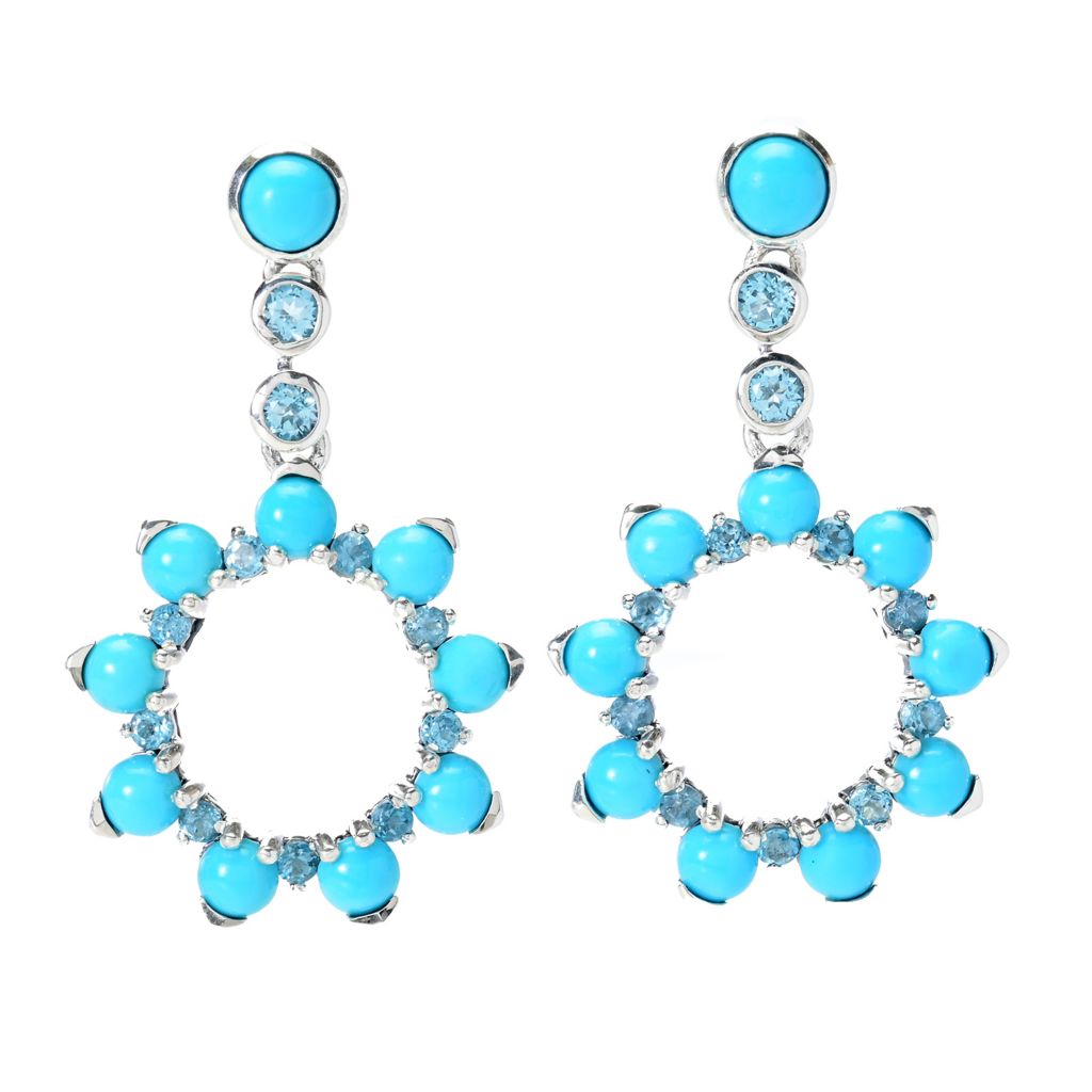 Earring, Create Compliments®, blue topaz (irradiated) and sterling