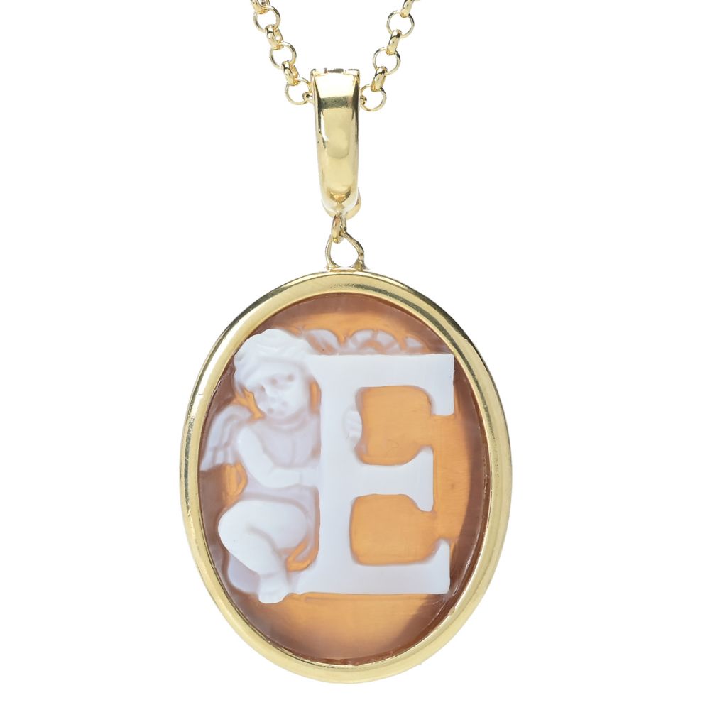 Cameo Italiano 18K Gold Plated "Romantica" Angel Choice of Initial Pendant w/ Chain on sale at shophq.com - 208-830