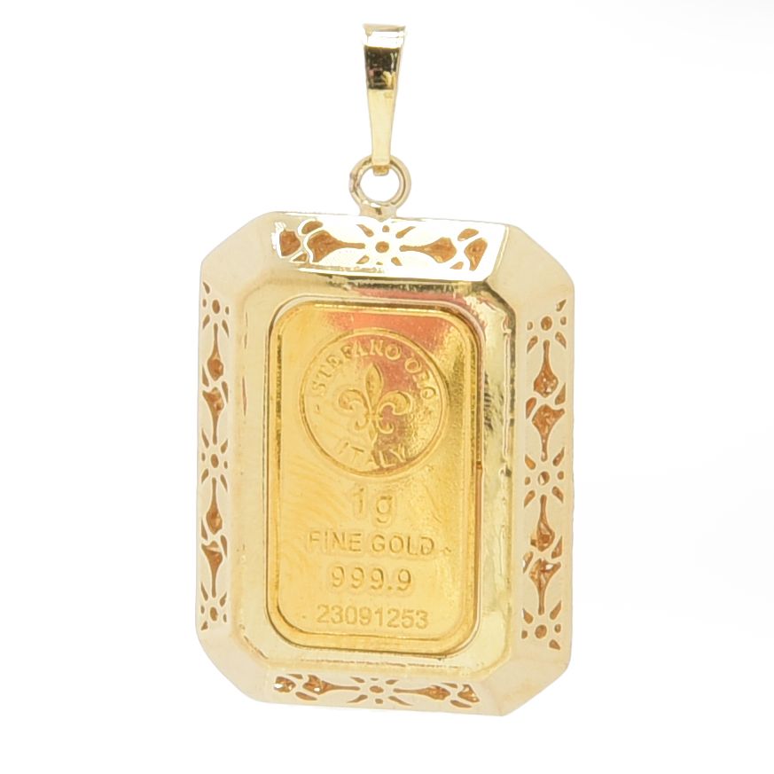 C 24k Gold Bullion Bar, Gold Bullion Pendants, 24k Gold Bar Pendant