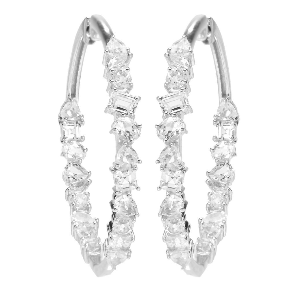 Earring, Create Compliments®, white topaz (irradiated) and rhodium