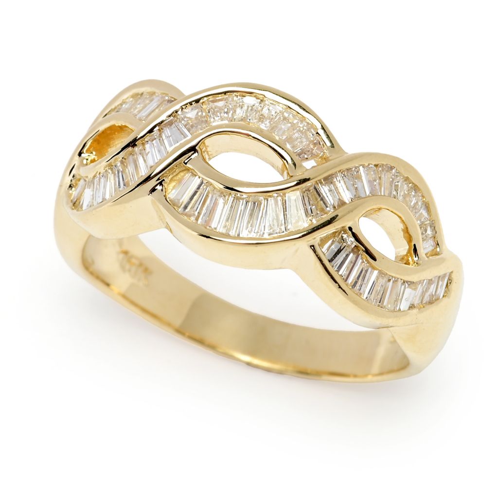 CLOSEOUT 14K Gold 0.96ctw Baguette Diamond Highway Ring, 4.3 grams