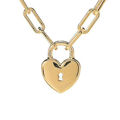 VOGA Collection 18K Gold Electroform Heart Padlock Charm Necklace