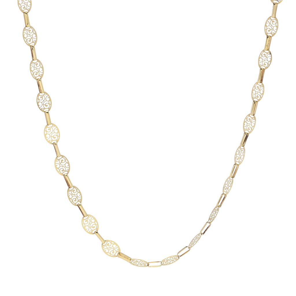 14 K / 585 White & Yellow Gold Diamond String Necklace Auction