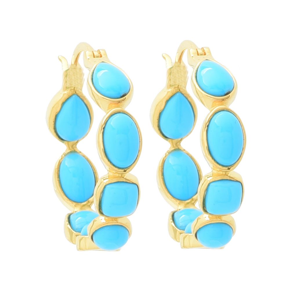 Elemental Gems Multi Shape Sleeping Beauty Turquoise Hoop Earrings 