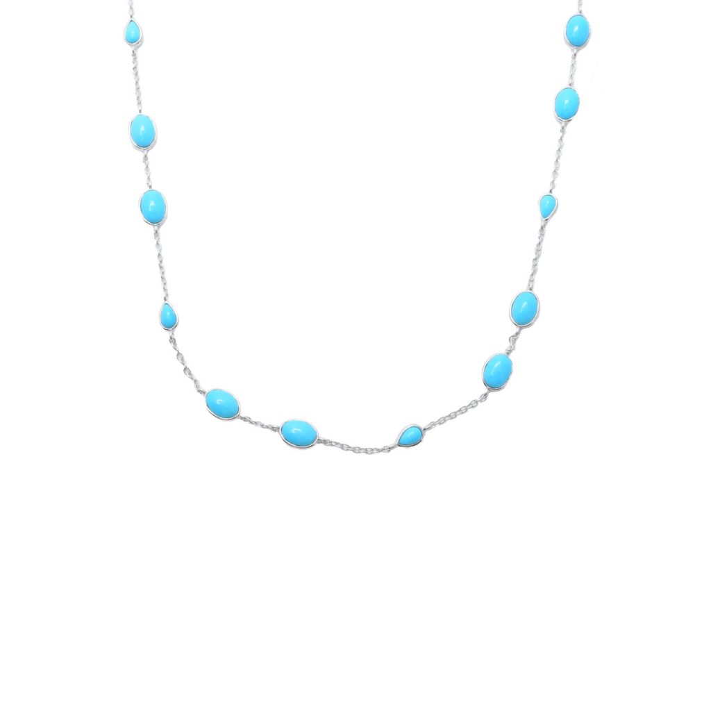 Copper Infused Turquoise Station Necklace Gold-plated Silver