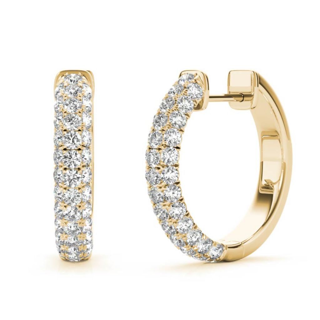 Tresorra 18K YG Three Rows Petite Diamond Hoop Earrings on sale at shophq.com - 210-779