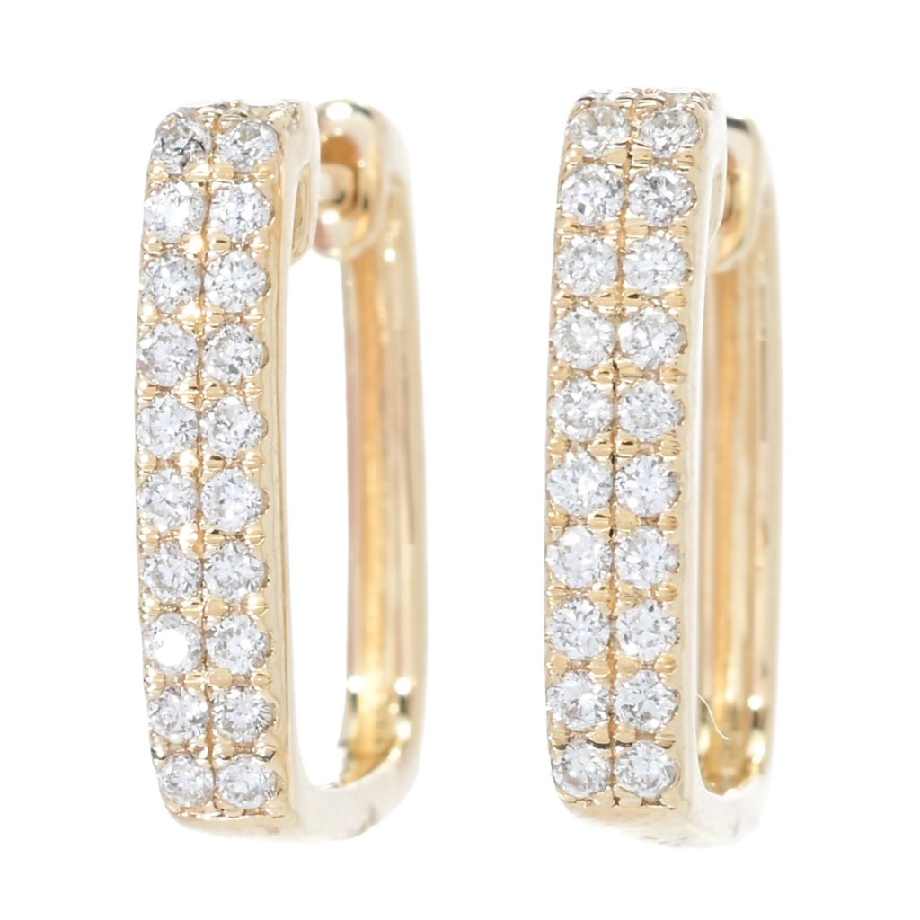 Gems of Distinction™ 14K Gold 0.30ctw Diamond Double Row Square Hoop Earrings on sale at shophq.com - 211-898