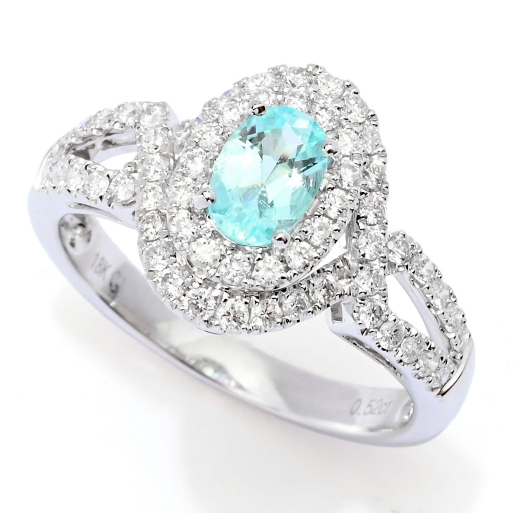 CIRARI 18K White Gold 1.04ctw Paraiba Tourmaline & Diamond Ring 