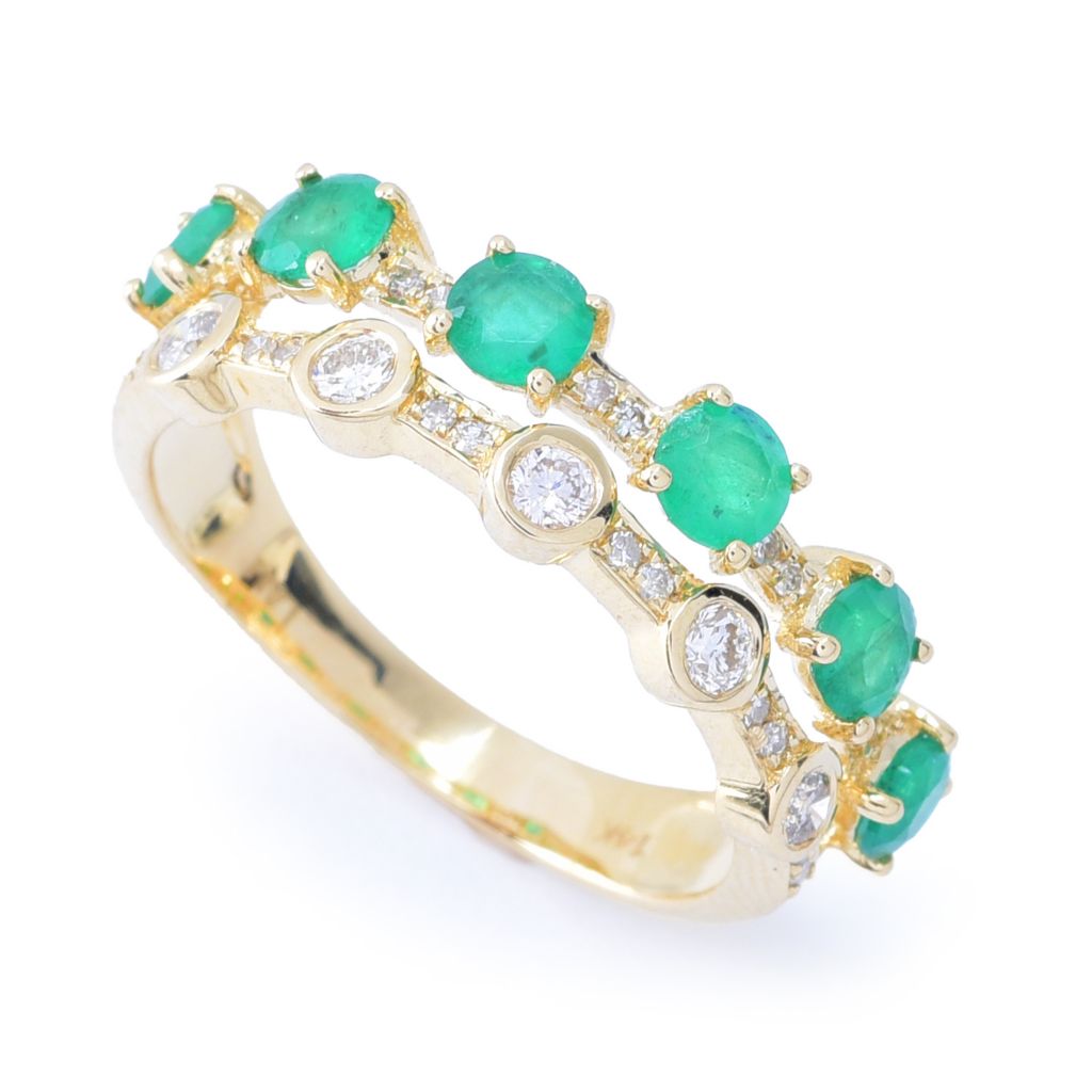 LALI Jewels 14K Gold Polished 1.22ctw Emerald &amp; Diamond Ring, 2.4 